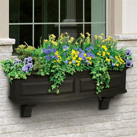 black plastic window boxes